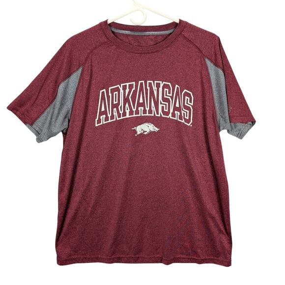Arkansas Razorbacks Shirt Mens Large Maroon Gray NCAA College Football Russell - Picture 1 of 9